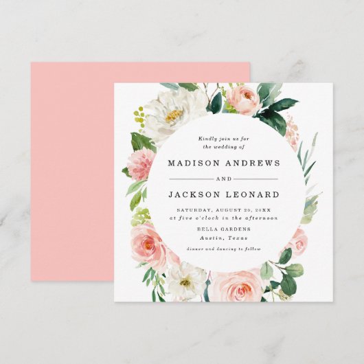Blush Florals | Uitnodiging tot weddenschappen (Voorkant / Achterkant)