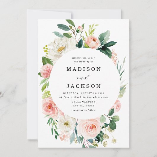 Blush Florals | Uitnodiging tot weddenschappen (Voorkant)