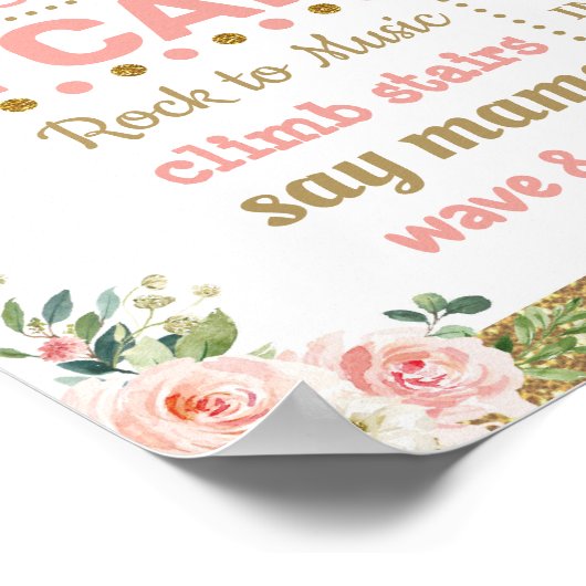 Blush Florence Oerwoud Animals 1st Birthday Milest Poster (Hoek)