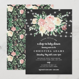 Blush Florentielampjes vallen in baby shower Kaart