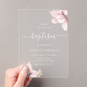 Blush Flower Petals Elegant Girls Baptism Acryl Uitnodigingen (Insitu (Draagbaar))