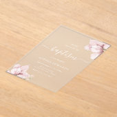 Blush Flower Petals Elegant Girls Baptism Acryl Uitnodigingen (Laagn)