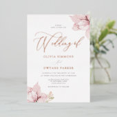Blush Flower Petals Elegant Wedding Roos Gold Folie Uitnodiging (Staand Voorkant)