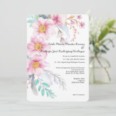 Blush Flower Spanish Weddenschap Kaart (Staand voorkant)