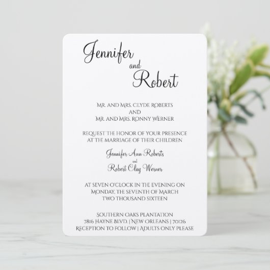 Blush Flower Waterverf bruiloft uitnodiging (Staand voorkant)