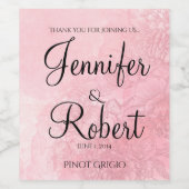 Blush Flower Waterverf Bruiloft Wijn Label Wijn Etiket (Enkel label)