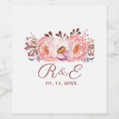 Blush Flowers Aangepaste bruiloft drank label set Wijn Etiket (Enkel label)