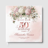 Blush Flowers and Gold 50th Birthday Guestbook Gastenboek (Voorkant)