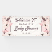  Blush Flowers Baby Girl Shower Welkom Spandoek (Horizontaal)
