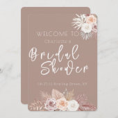 Blush Flowers Boho Bridal Shower Invitation Kaart (Voorkant / Achterkant)