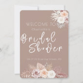 Blush Flowers Boho Bridal Shower Invitation Kaart (Voorkant)