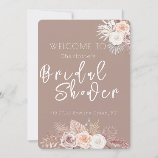 Blush Flowers Boho Bridal Shower Invitation Kaart (Voorkant)