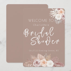 Blush Flowers Boho Bridal Shower Invitation Kaart