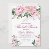 Blush Flowers Bridal Shower Invitation Kaart (Voorkant)