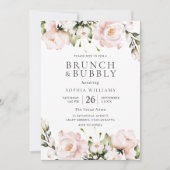 Blush Flowers Brunch & Bubble Vrijgezellenfeest Kaart (Voorkant)