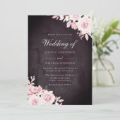 Blush Flowers & Burgundy Waterverf Weddenschap Kaart (Staand voorkant)