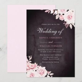 Blush Flowers & Burgundy Waterverf Weddenschap Kaart