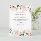 Blush Flowers Elegant All Seasons Weddenschap Kaart (Staand voorkant)