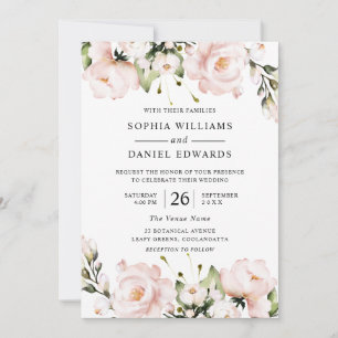 Blush Flowers Elegant All Seasons Weddenschap Kaart
