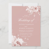 Blush Flowers Elegante  Rozen bruiloft Kaart (Voorkant)