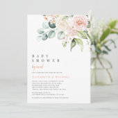 Blush Flowers Eucalyptus Baby shower per post Kaart (Staand voorkant)