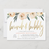 Blush Flowers Gold Brunch & Bubble Vrijgezellenfee Kaart (Voorkant)
