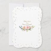 Blush Flowers Gold Confetti Girl Holy Communion Kaart (Achterkant)