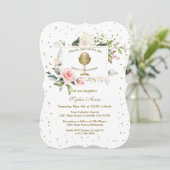 Blush Flowers Gold Confetti Girl Holy Communion Kaart (Staand voorkant)