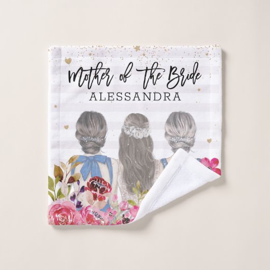 Blush Flowers Gold Glitters Moeder van de Bride Washandje (Wasdoekje)