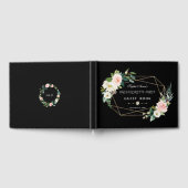 Blush Flowers Gold Lijst Black Bachelorette Party Gastenboek (Volledig)