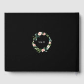 Blush Flowers Gold Lijst Black Bachelorette Party Gastenboek (Achterkant)