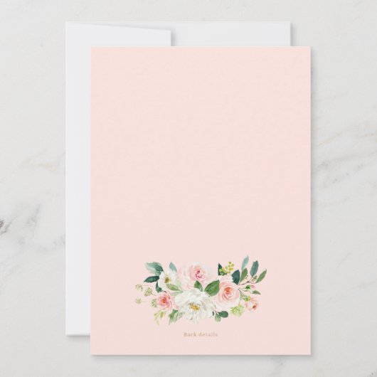 Blush Flowers Gold ONE Floral First Birthday Kaart (Achterkant)