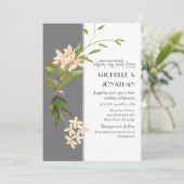 Blush Flowers Greenery op Grey Christelijk Wedding Kaart (Staand voorkant)