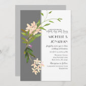 Blush Flowers Greenery op Grey Christelijk Wedding Kaart (Voorkant / Achterkant)