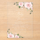 Blush Flowers, Pink Flowers, Boho, Baby shower Acryl Uitnodigingen (Voorkant)