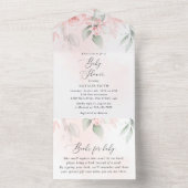 Blush Flowers, Pink Flowers, Boho, Baby shower All In One Uitnodiging (Binnen)