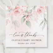Blush Flowers, Pink Flowers, Boho, Baby shower Bedankjes Labels (Voorkant)