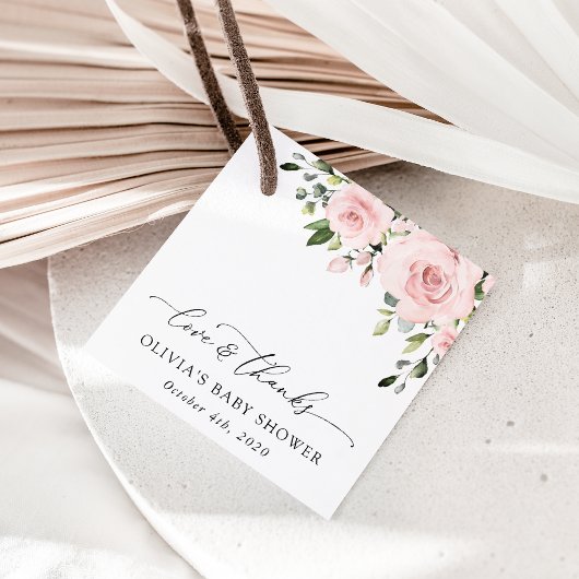 Blush Flowers, Pink Flowers, Boho, Baby shower Bedankjes Labels