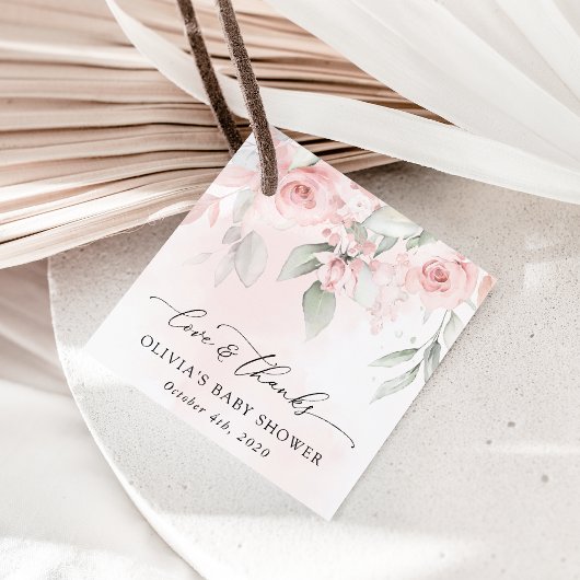 Blush Flowers, Pink Flowers, Boho, Baby shower Bedankjes Labels