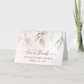 Blush Flowers, Pink Flowers, Boho, Baby shower Bedankkaart (Voorkant)