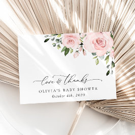 Blush Flowers, Pink Flowers, Boho, Baby shower Bedankkaart