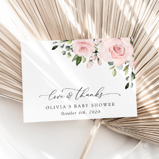 Blush Flowers, Pink Flowers, Boho, Baby shower Bedankkaart