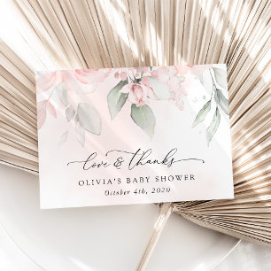 Blush Flowers, Pink Flowers, Boho, Baby shower Bedankkaart
