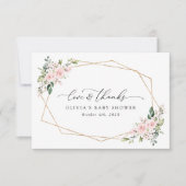 Blush Flowers, Pink Flowers, Boho, Baby shower Bedankkaart (Voorkant)