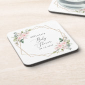 Blush Flowers, Pink Flowers, Boho, Baby shower Bier Onderzetter (Linkerzijde)