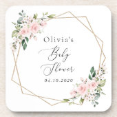 Blush Flowers, Pink Flowers, Boho, Baby shower Bier Onderzetter (Voorkant)