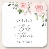 Blush Flowers, Pink Flowers, Boho, Baby shower Bier Onderzetter (Voorkant)