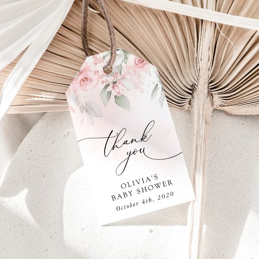 Blush Flowers, Pink Flowers, Boho, Baby shower Cadeaulabel