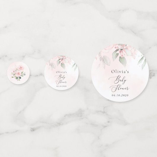 Blush Flowers, Pink Flowers, Boho, Baby shower Confetti (Achterkanten)