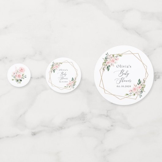 Blush Flowers, Pink Flowers, Boho, Baby shower Confetti (Achterkanten)